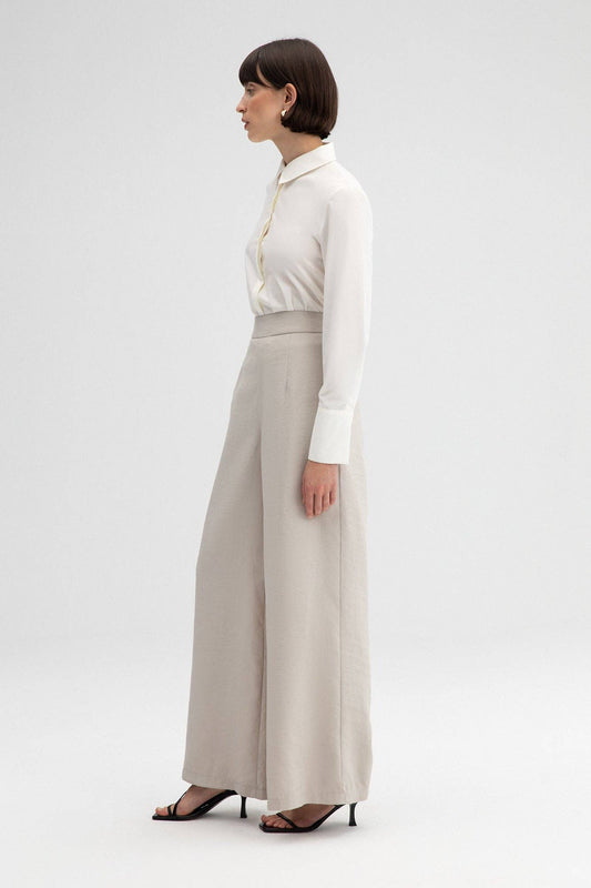 Pantaloni a vita alta in cupro