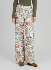 Pantaloni Phiona écru a fantasia floreale