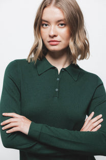 Polo in maglia a maniche lunghe tinta unita
