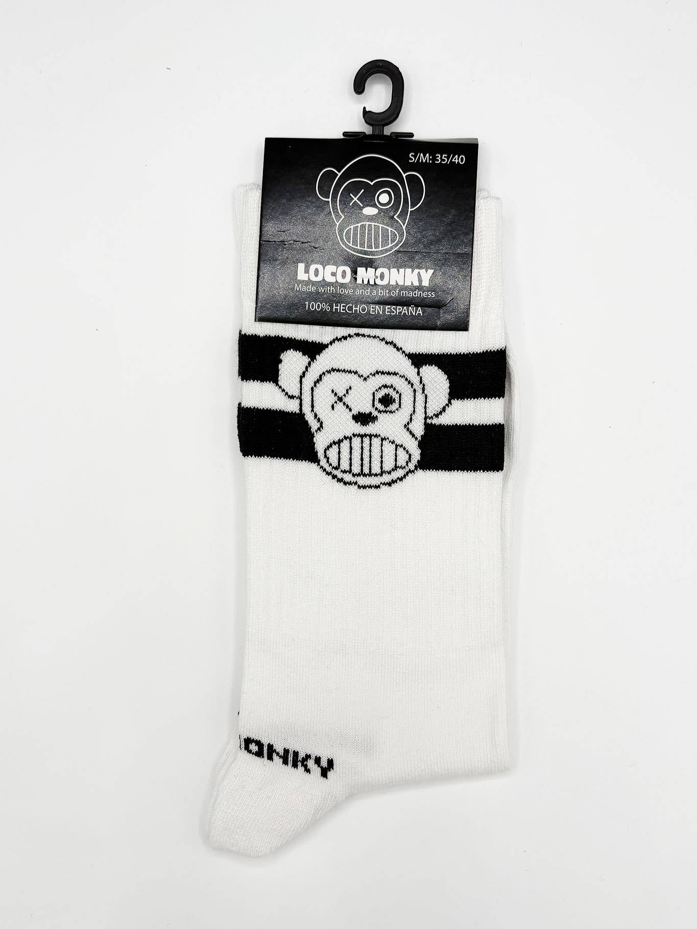 Calzini sportivi con logo Loco Monky bianchi