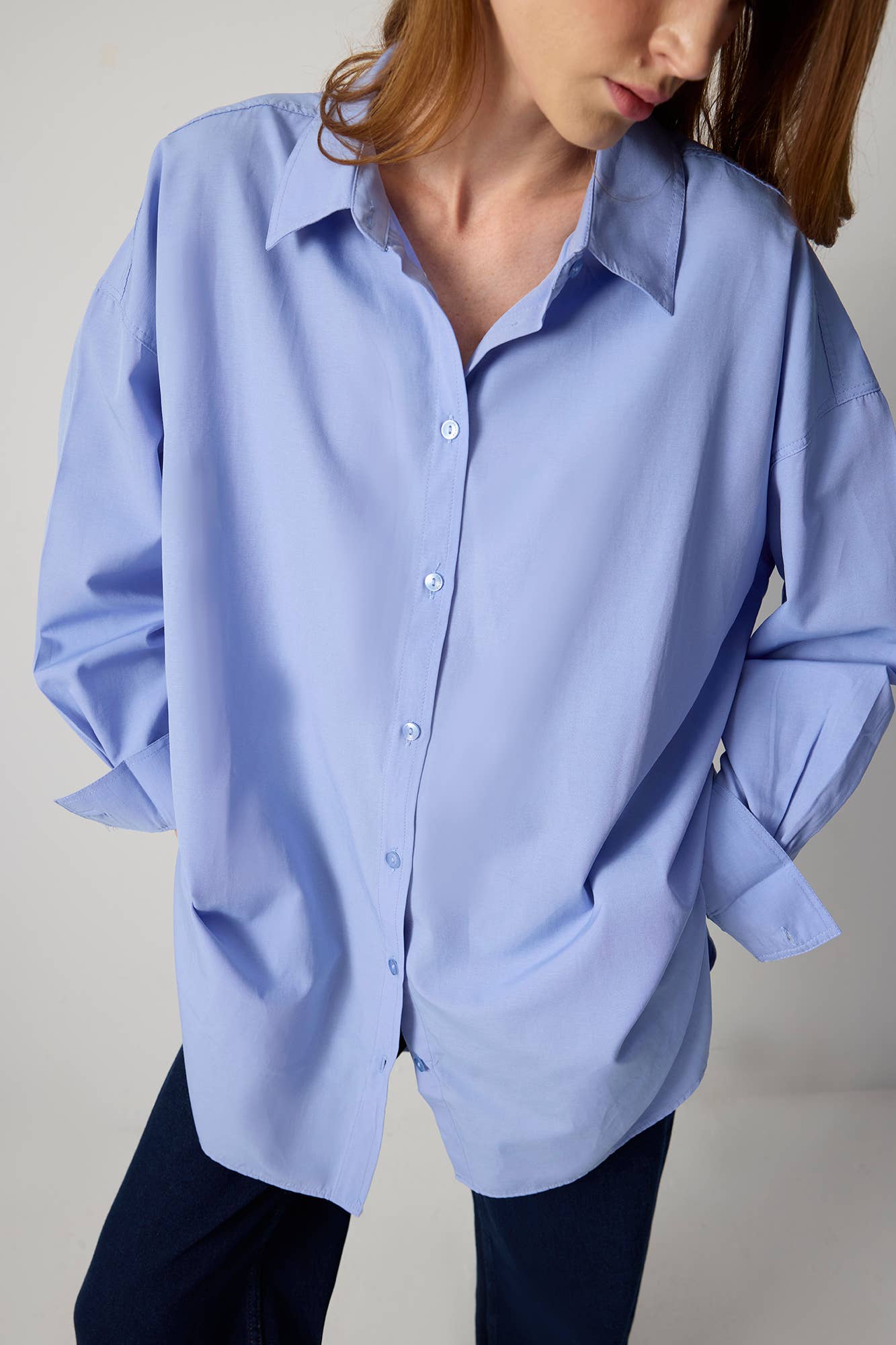 Camicia oversize in popeline di cotone con bottoni