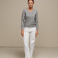 Maglione in maglia con scollo a V da donna in misto viscosa