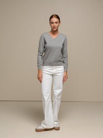 Maglione in maglia con scollo a V da donna in misto viscosa