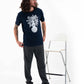 T-shirt Medusa navy con grafica skateboard