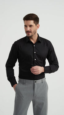 Camicia in cotone compatto nera
