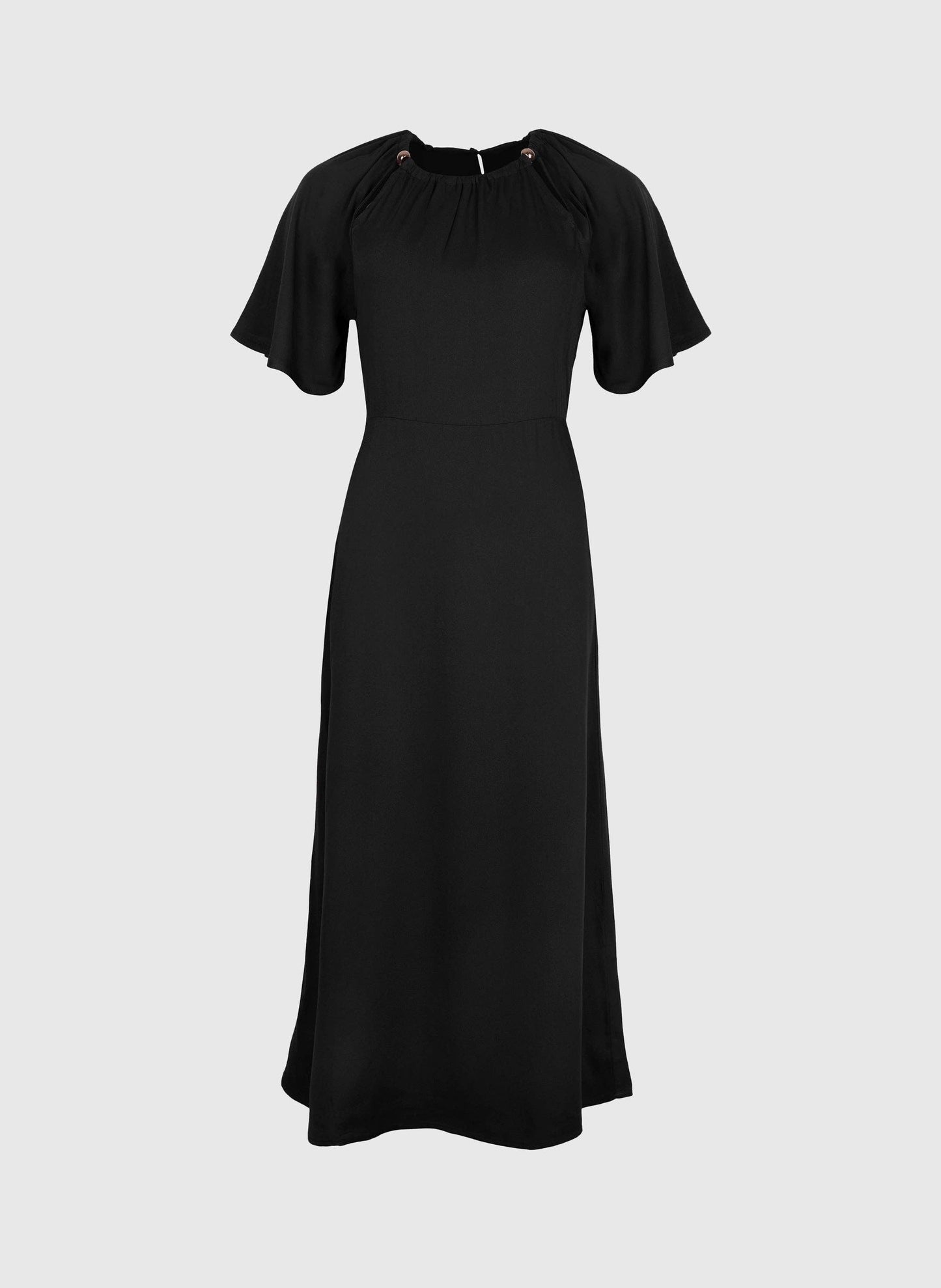 Abito lungo nero Moriana con maniche raglan