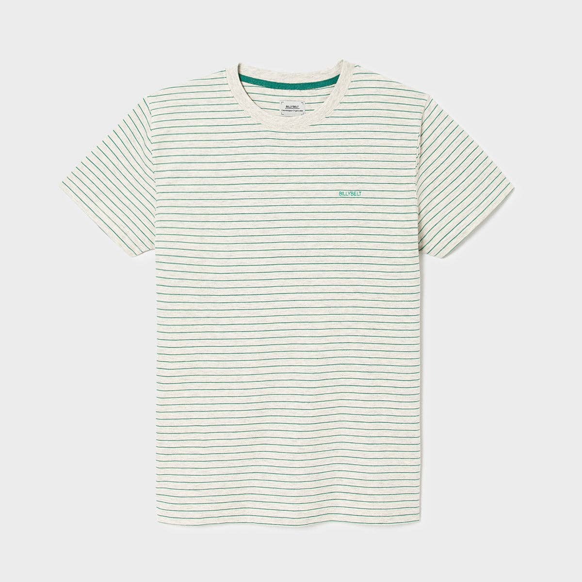T-shirt a righe in cotone biologico verde e beige