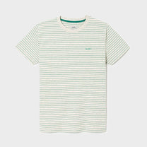 T-shirt a righe in cotone biologico verde e beige