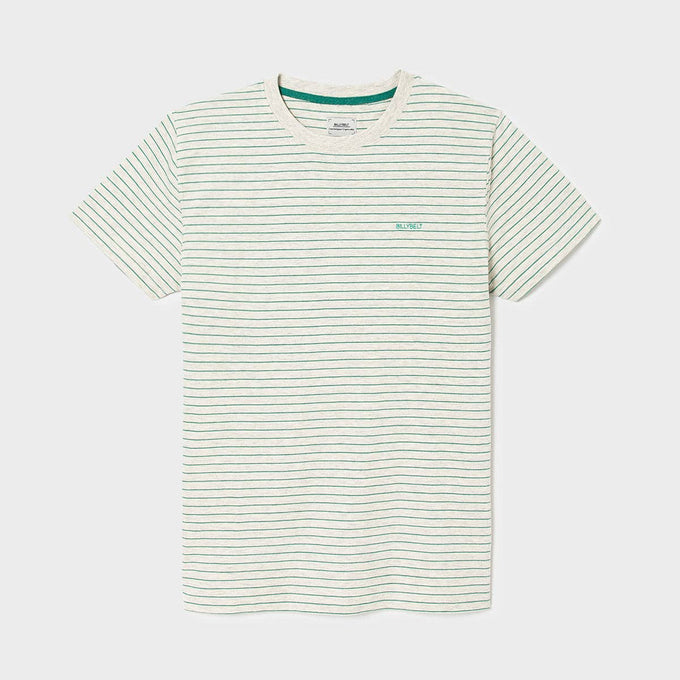 T-shirt a righe in cotone biologico verde e beige