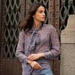 Blusa floreale lilla con fiocco