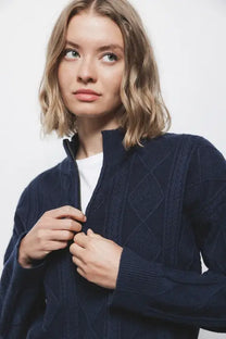 Maglione a maglia strutturata con collo zip