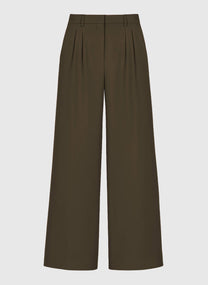 Pantaloni a vita alta ampi color militare