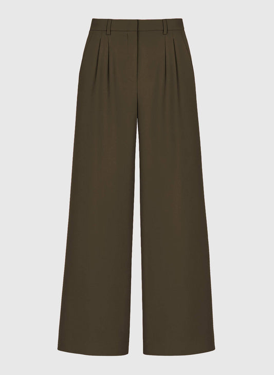 Pantaloni a vita alta ampi color militare