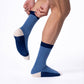 Calzini in cotone pettinato a chevron blu e écru