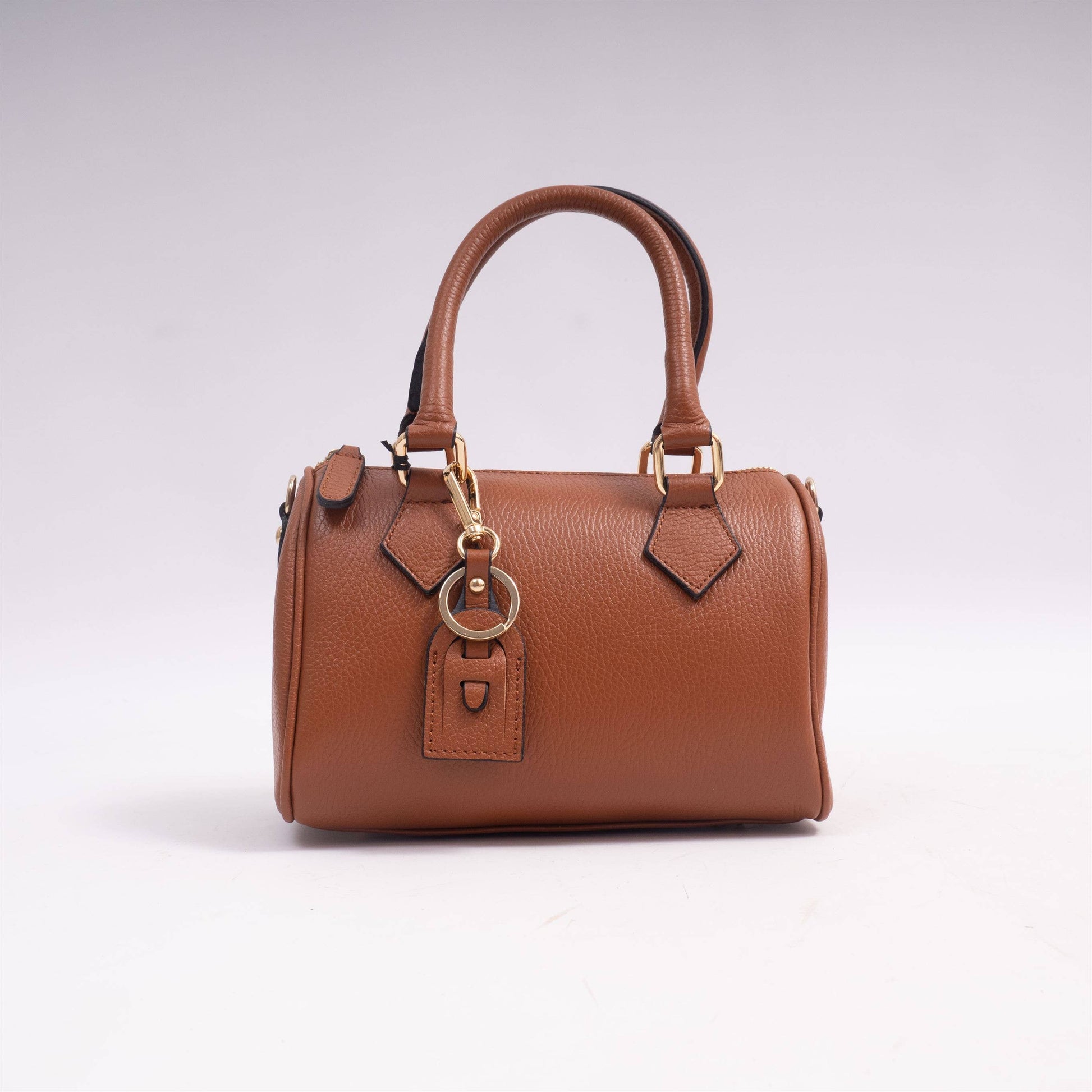 Borsa bauletto in pelle martellata con tracolla