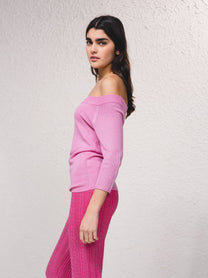 Maglione lurex off-shoulder