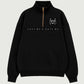 Felpa oversize unisex nera con mezza zip e scritta Love Me & Hate Me