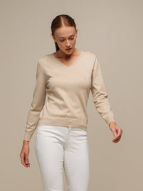 Maglione in maglia con scollo a V da donna in misto viscosa