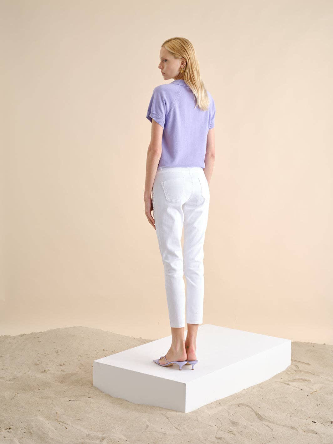 Pantaloni slim bianchi in cotone stretch