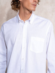 Camicia in popeline di cotone con colletto button-down