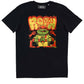 T-shirt unisex nera con stampa cartoon graffiti