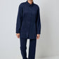 Camicia in raso con lacci blu navy