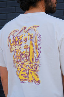 T-shirt pigmentata bianca “Life by the Sea VII”