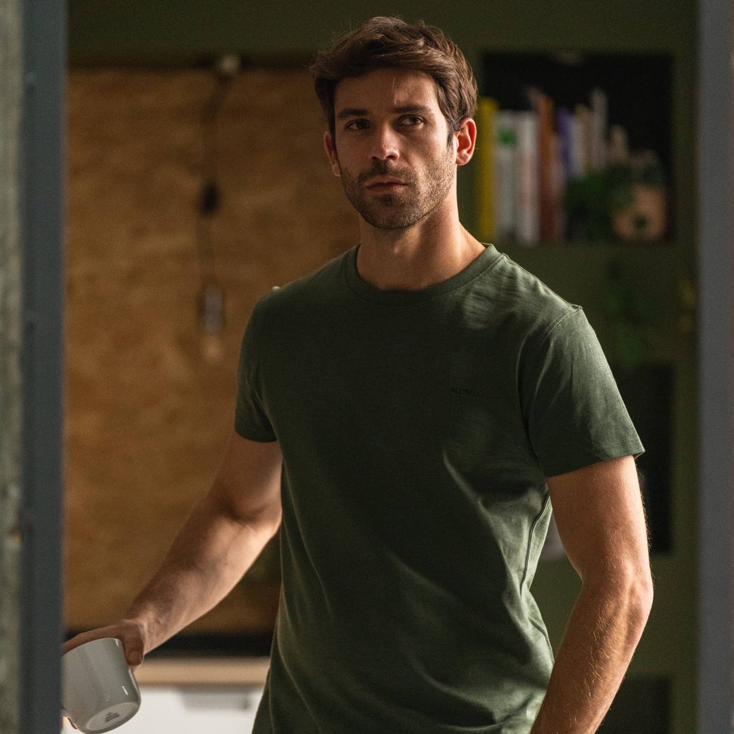 T-shirt uomo in cotone biologico khaki