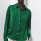 Camicia basic verde a maniche lunghe