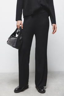 Pantaloni in maglia a coste a gamba dritta