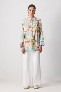 Camicia in raso fantasia floreale