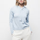 Maglione in maglia rasata con fiocco e scollo a V