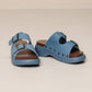 Sandali platform in denim con zeppa alta