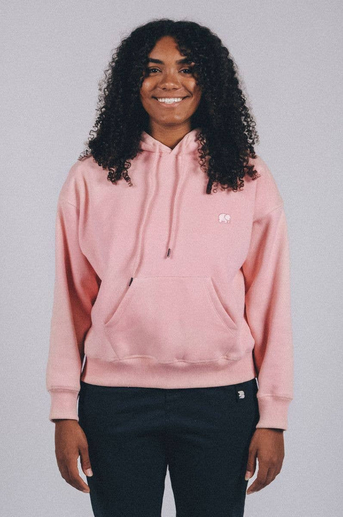 Felpa hoodie oversize in cotone biologico rosa tenue da donna