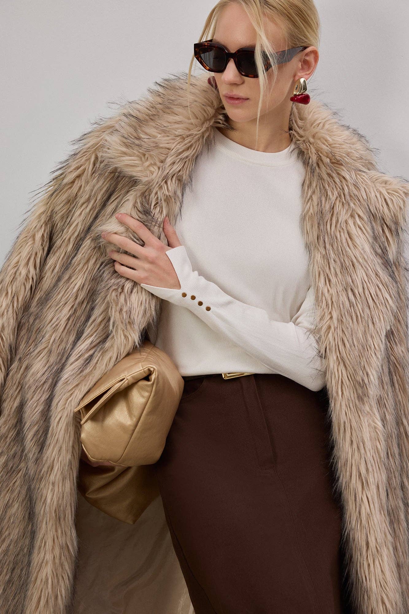 Maglione in maglia girocollo con polsini a pressione
