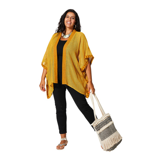 Kimono estivo giallo midi in cotone