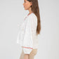 Camicia Servane ecru in voile di cotone con fiocchi