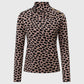 Top animalier beige a collo alto