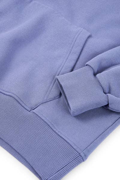 Felpa con cappuccio blu lavato oversize in cotone biologico