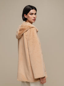 Cappotto in pile con cappuccio e zip