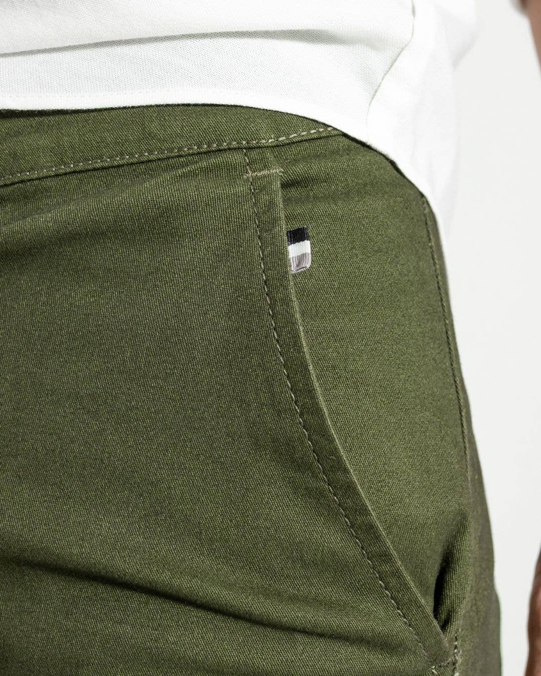 Pantaloncini chino verdi militari elasticizzati