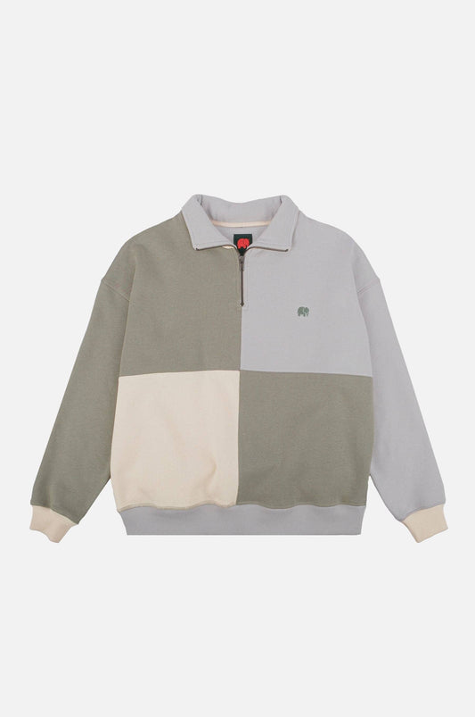 Maglione oversize color block con zip a un quarto Iron Veil
