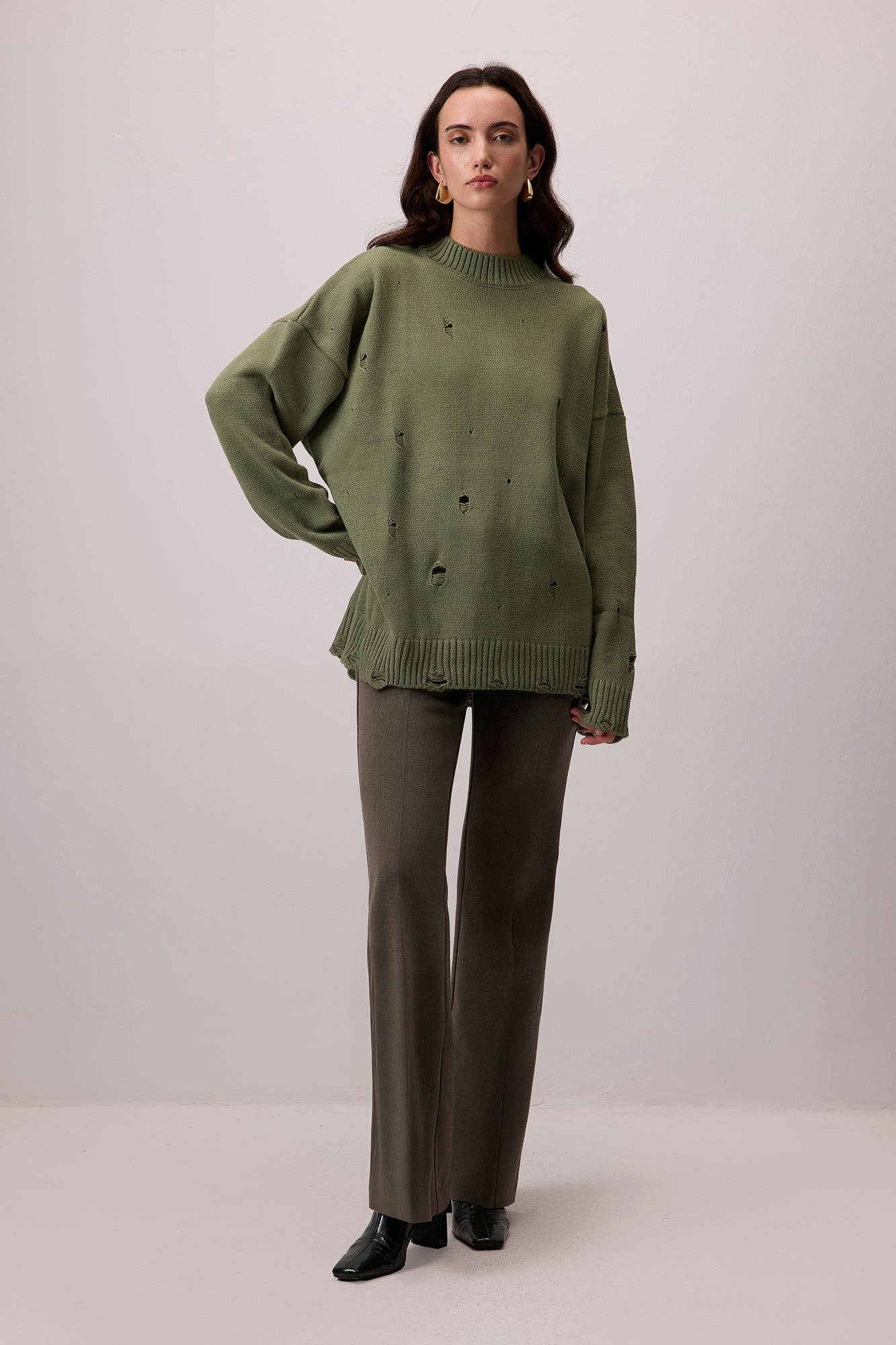 Maglione oversize effetto destroyed