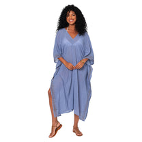 Kaftano midi estivo boho in cotone con maniche 3/4