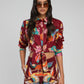 Camicia crop a fantasia floreale con nodo frontale