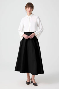 Body camicia in misto cotone con colletto sartoriale