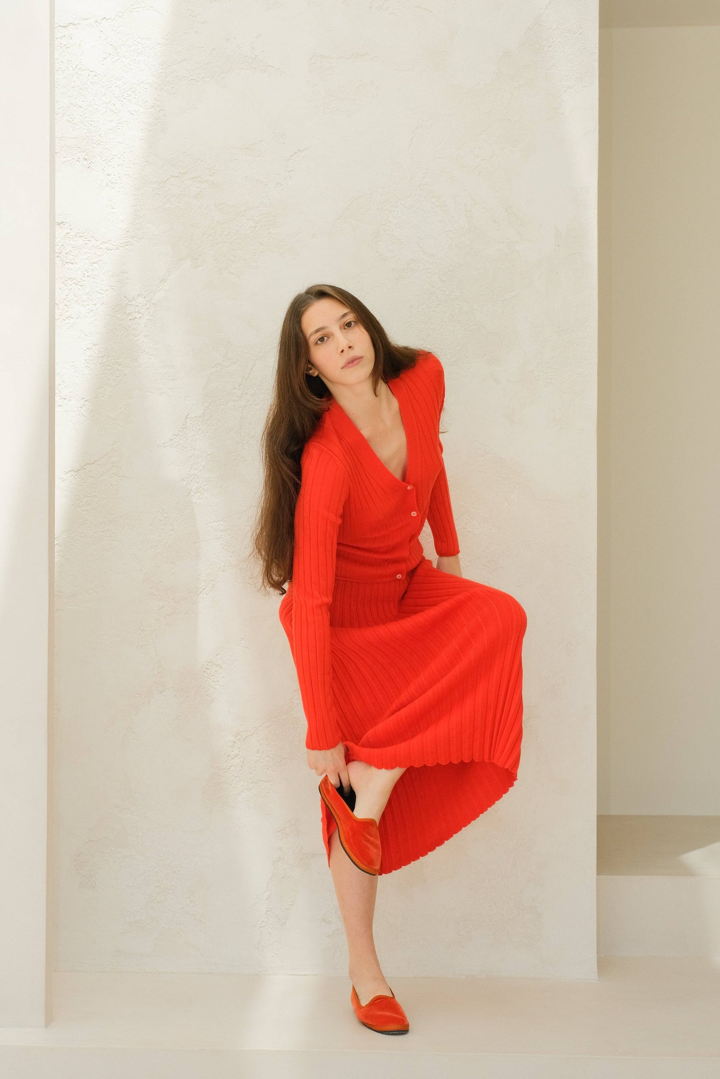 Gonna plissé in lana merino extrafine 3D knit