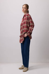 Camicia a quadri oversize bordeaux