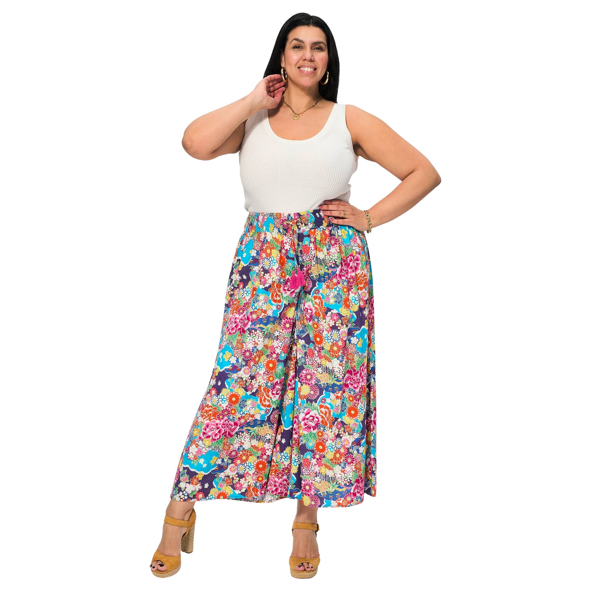 Pantaloni palazzo estivi in cotone fantasia floreale