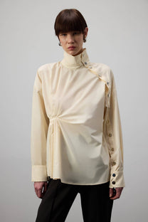 Camicia asimmetrica in popeline di cotone